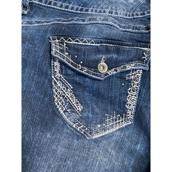 Ariya Jeans Shorts Womens 24 Blue Denim Mid Rise Plus Size Flap Pocket Embroider - Picture 6 of 11